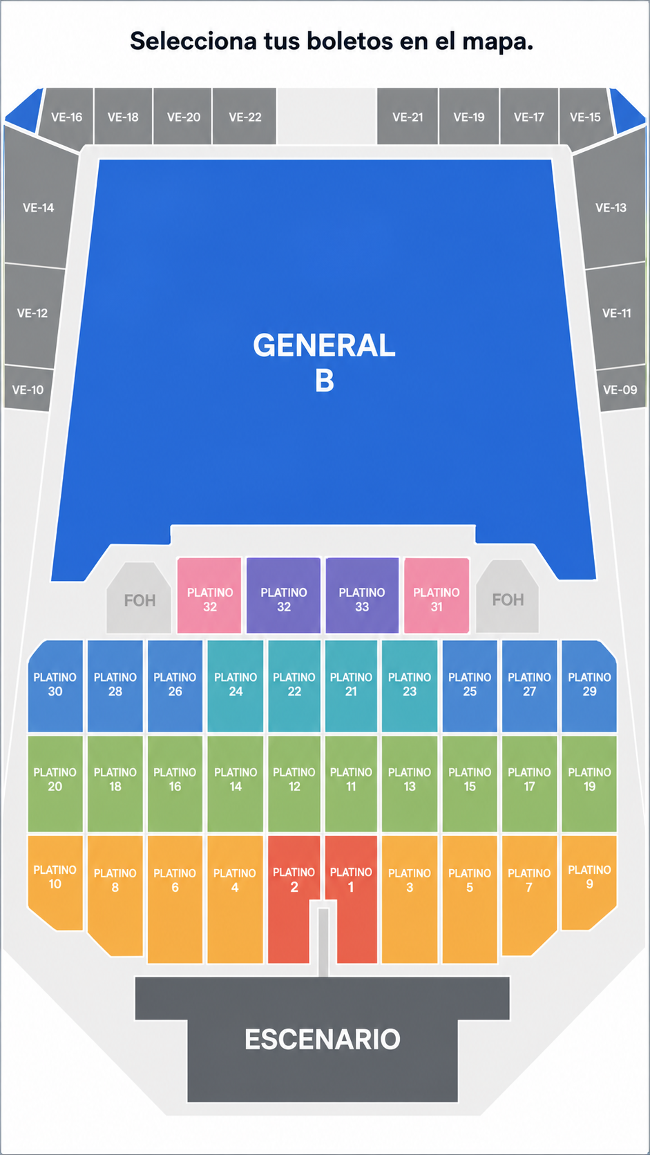 Mapa de zonas del recinto para WTA 500 Guadalajara Open 2026